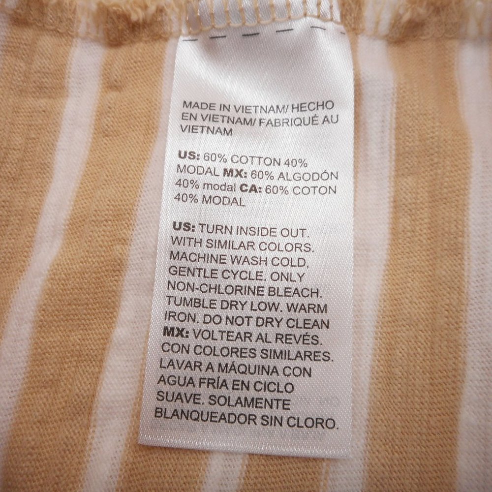 Chicos Size 3 Women's XL Short Sleeve Tee V-neck 3-Button Beige Striped Top - Picture 5 of 5